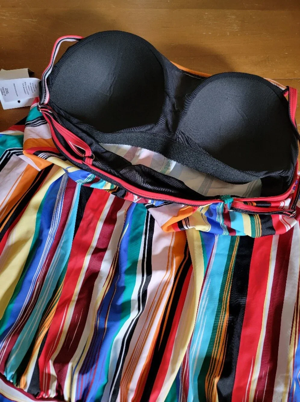 Plus-Size Multicolor Striped Blouson Tankini Top Sz 2X NWT - Picture 6 of 10